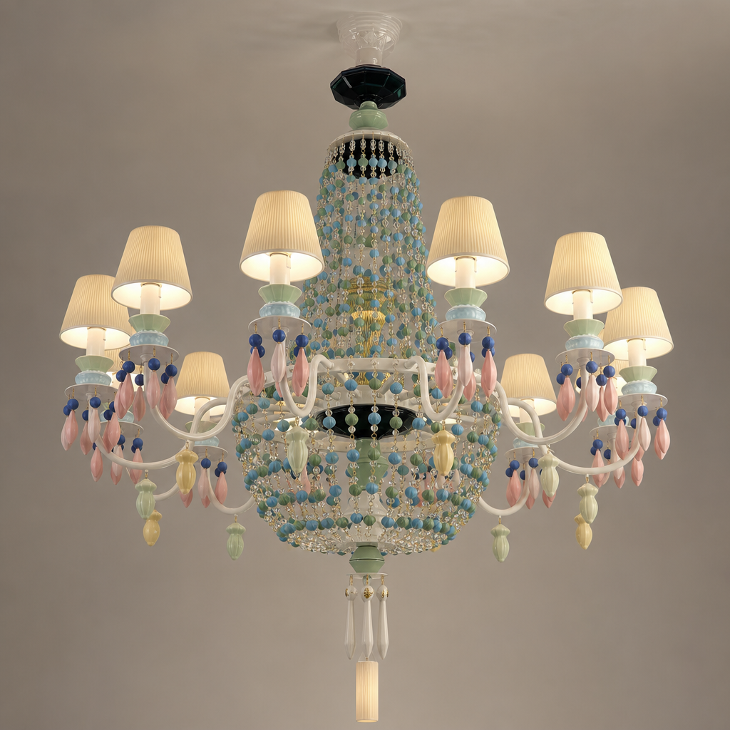 
Ivorelle Multicolor Ceramic Beaded Chandelier – Custom Project