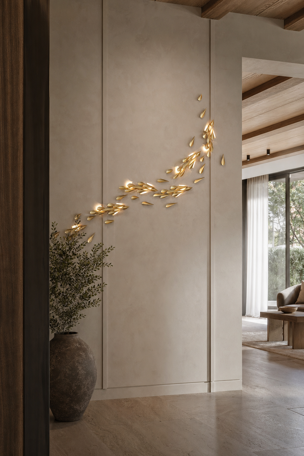 
Anodine Brass Leaf LED Wall Art Sconce
