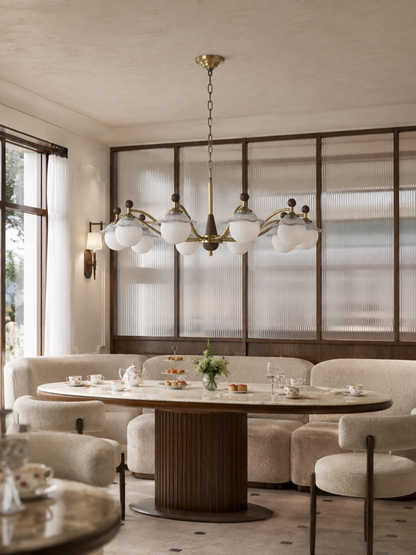 Mirelune Opal Globe and Petal Glass Chandelier