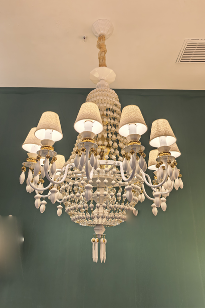Ivorelle 12-light chandelier – real showroom product view