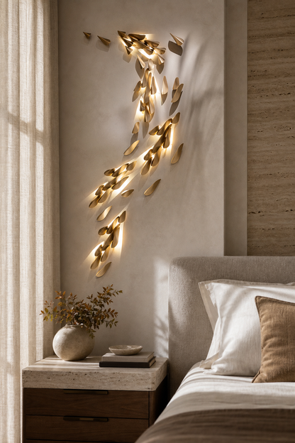Anodine Brass Leaf LED Wall Art Sconce
