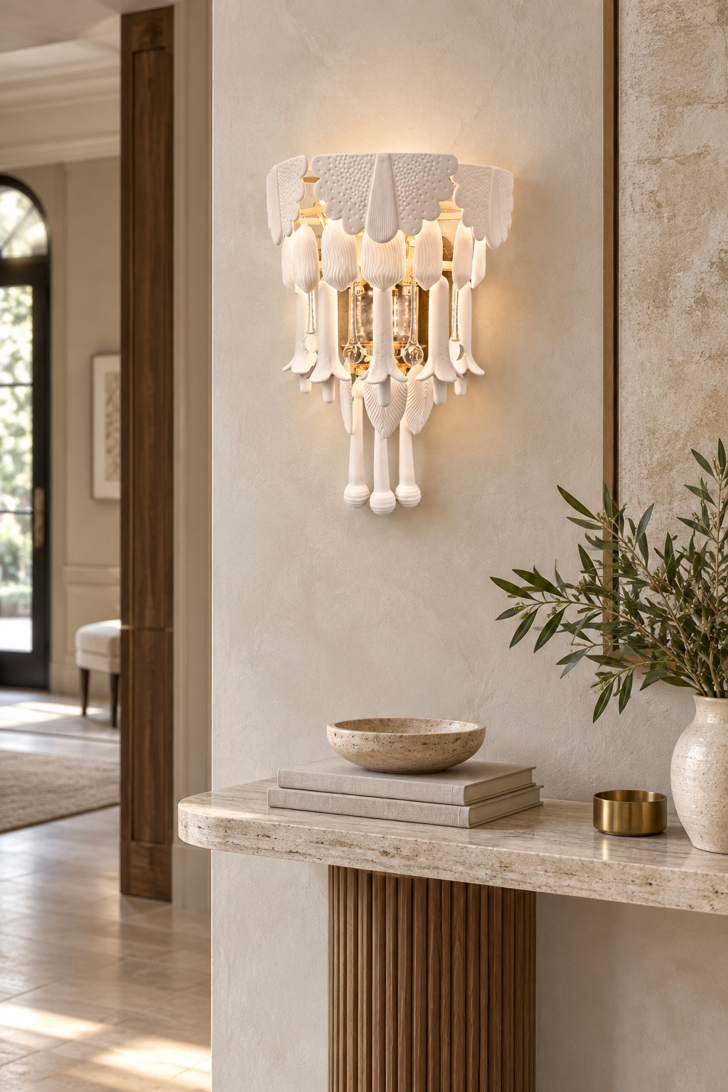
Muguetelle Ivory Ceramic Lily of the Valley Wall Sconce