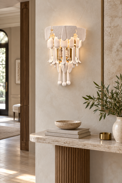 Muguetelle Ivory Ceramic Lily of the Valley Wall Sconce