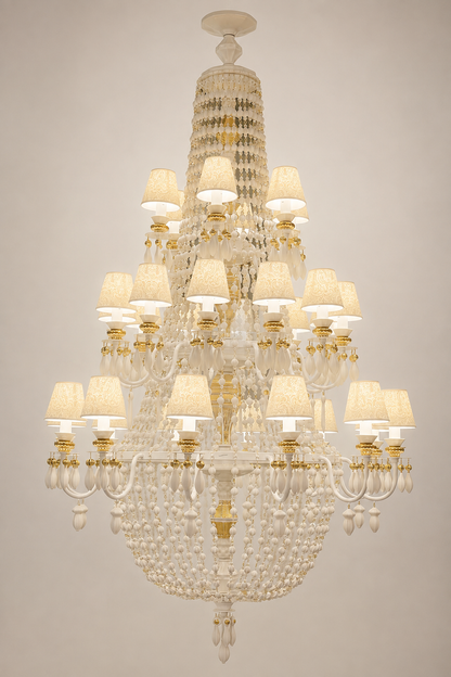 Ivorelle 30-light chandelier – complete three-tier product view