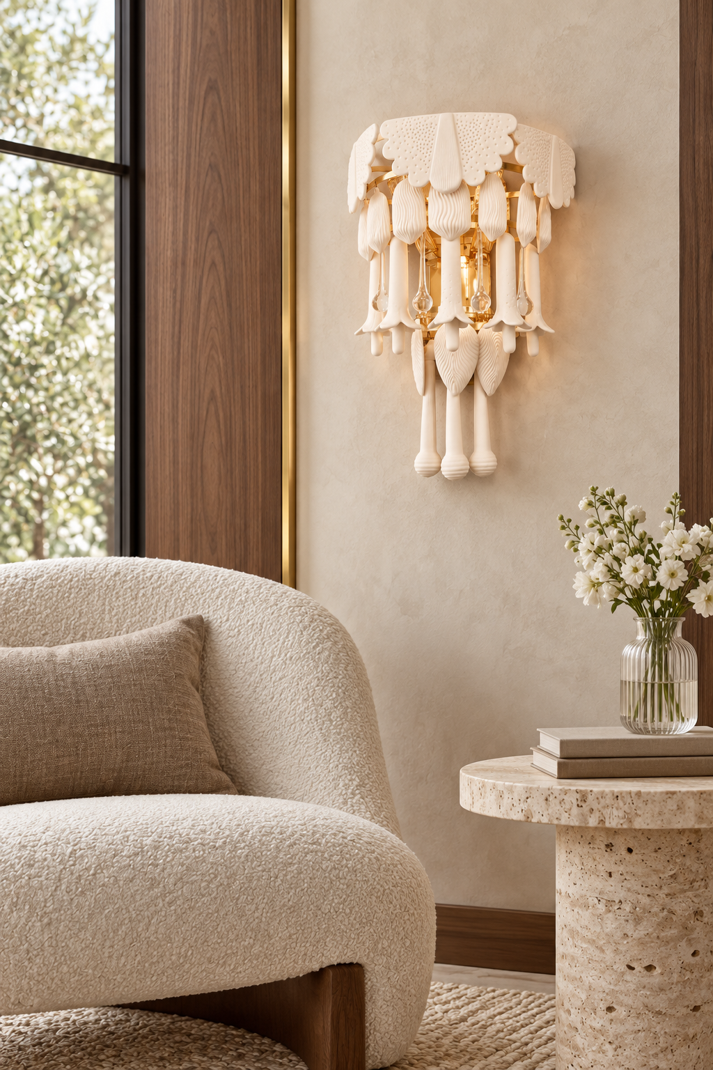 
Muguetelle Ivory Ceramic Lily of the Valley Wall Sconce