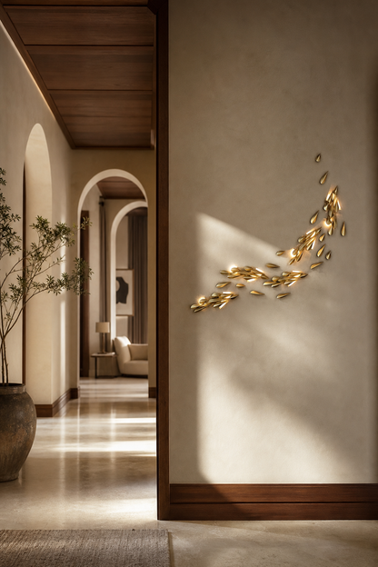 Anodine Brass Leaf LED Wall Art Sconce