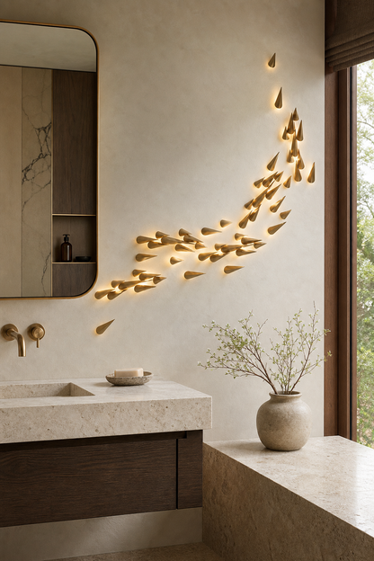 Anodine Brass Leaf LED Wall Art Sconce