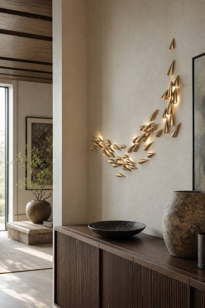 Anodine Brass Leaf LED Wall Art Sconce