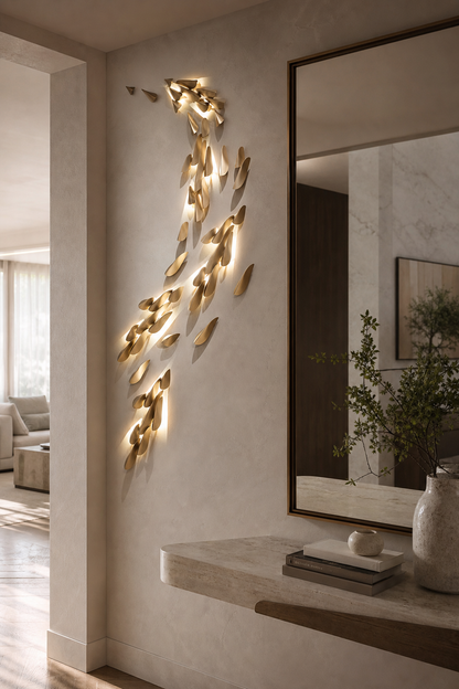 Anodine Brass Leaf LED Wall Art Sconce