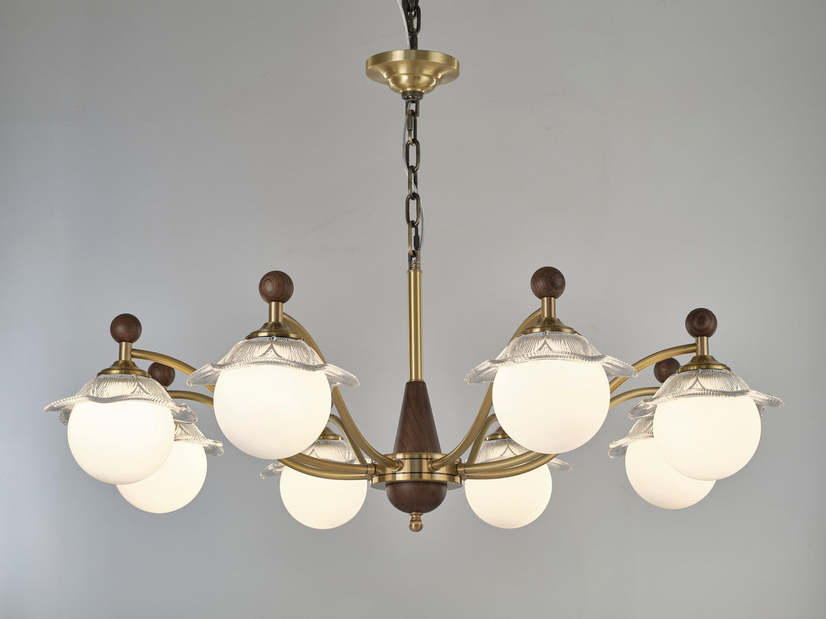 Mirelune Opal Globe and Petal Glass Chandelier supplier real complete product photograph 1 for AL-GINX-5915-5
