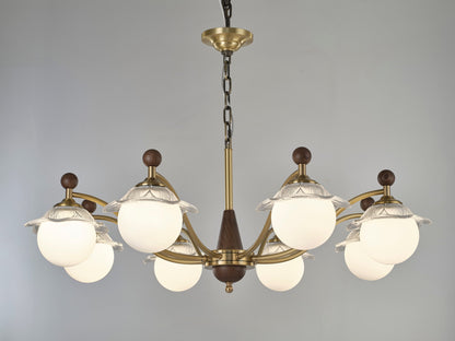 Mirelune Opal Globe and Petal Glass Chandelier supplier real complete product photograph 1 for AL-GINX-5915-5