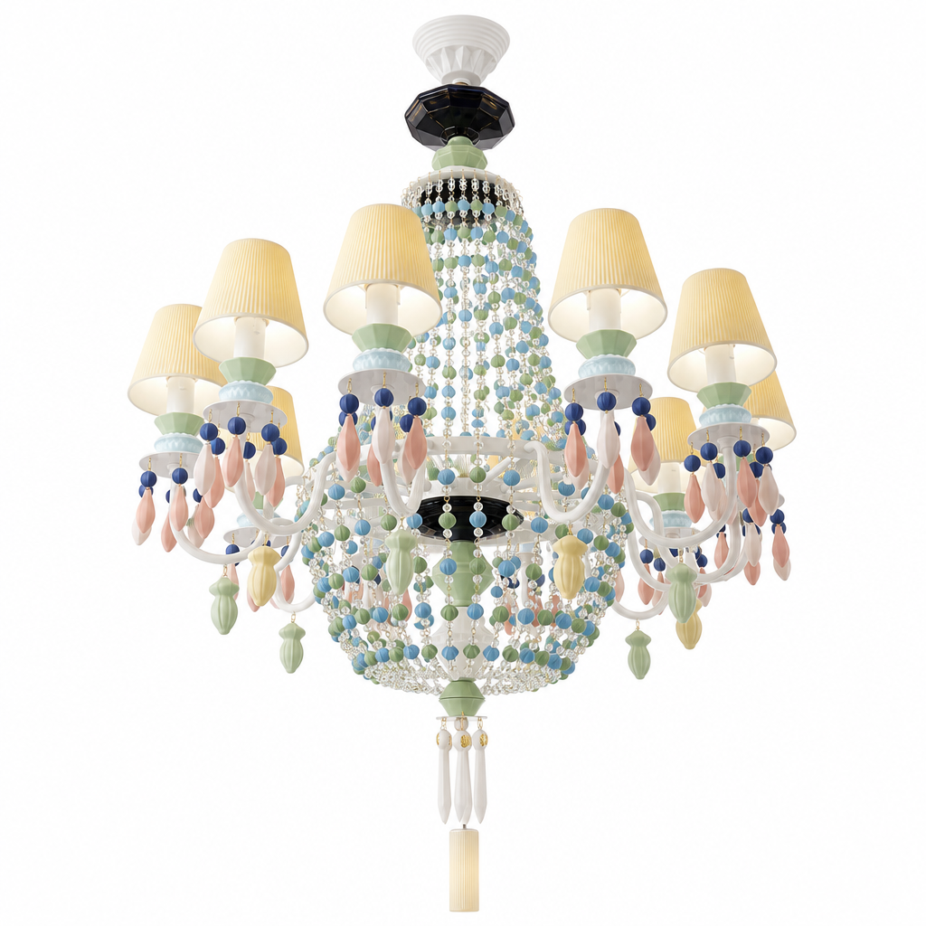
Ivorelle Multicolor Ceramic Beaded Chandelier – Custom Project
