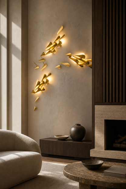 Anodine Brass Leaf LED Wall Art Sconce