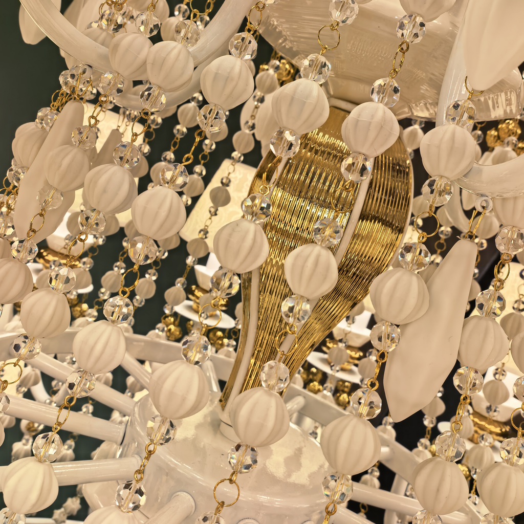 
Ivorelle Ivory Ceramic Beaded Chandelier – Custom Project