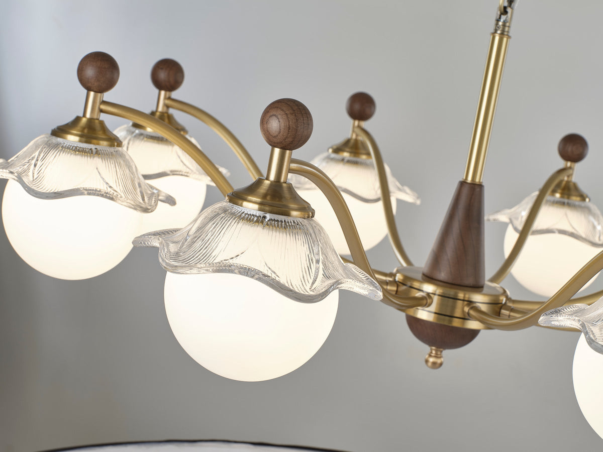 
Mirelune Opal Globe and Petal Glass Chandelier