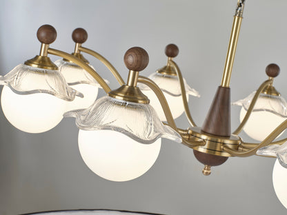 Mirelune Opal Globe and Petal Glass Chandelier