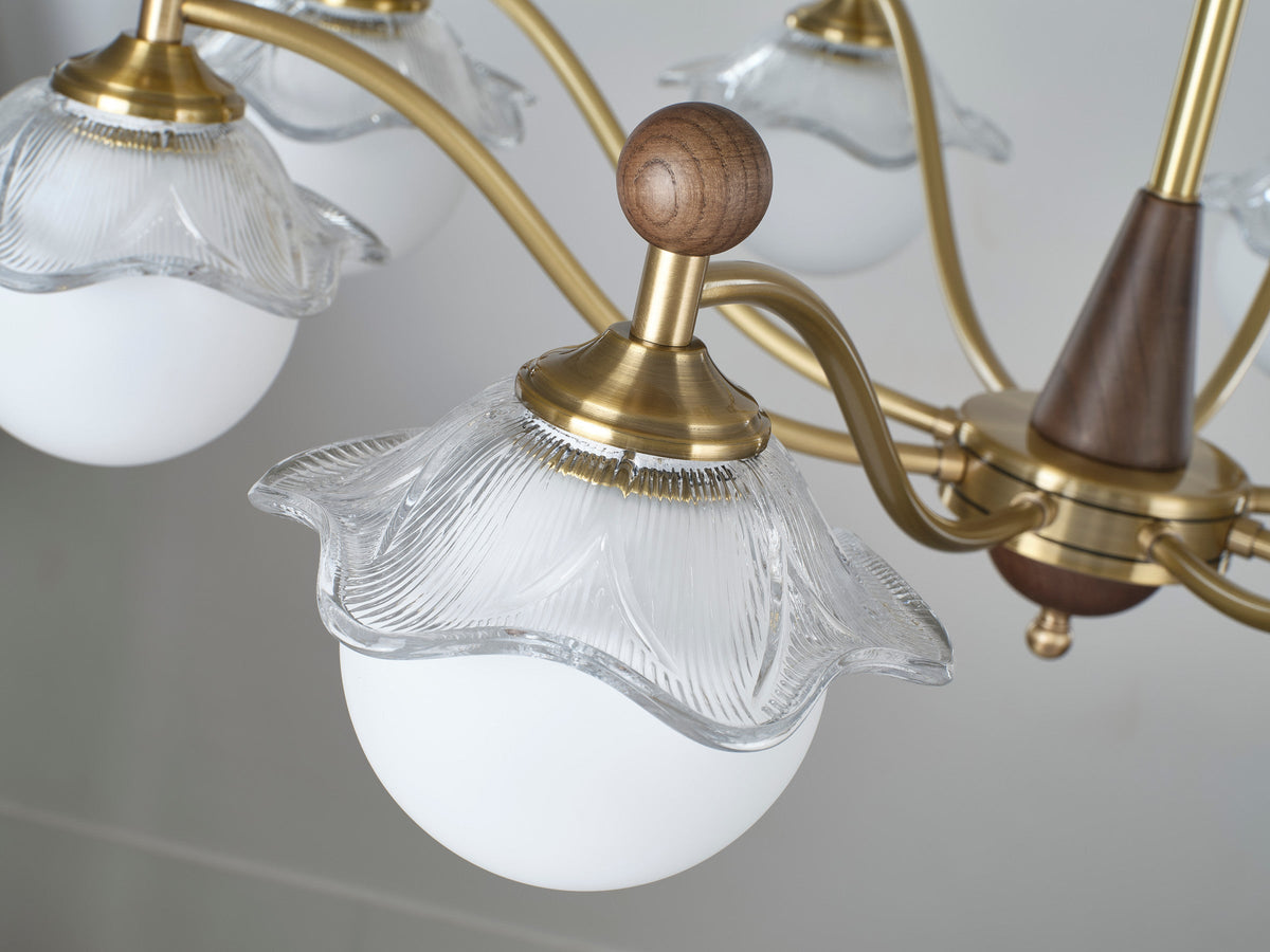 
Mirelune Opal Globe and Petal Glass Chandelier
