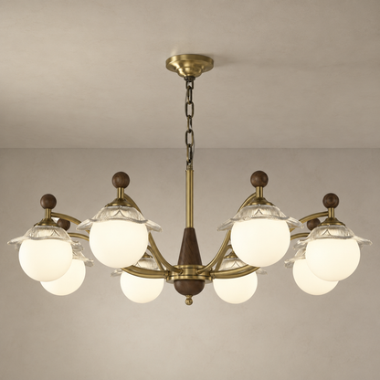 Mirelune Opal Globe and Petal Glass Chandelier