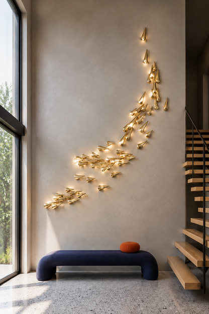 Anodine Brass Leaf LED Wall Art Sconce