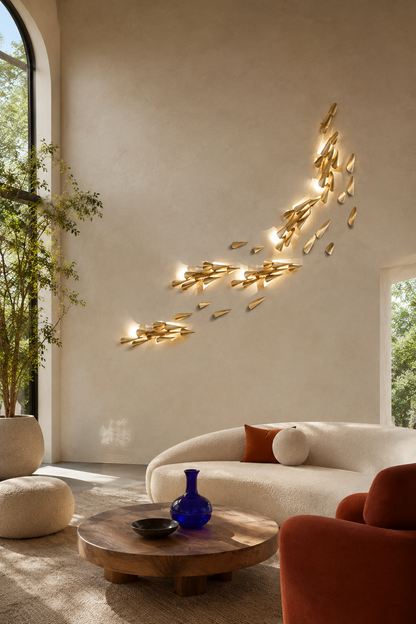 Anodine Brass Leaf LED Wall Art Sconce